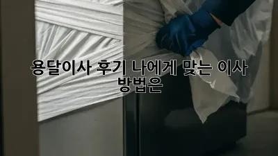 용달이사 후기: 나에게 맞는 이사 방법은?